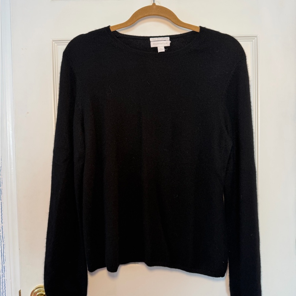 Charter Club 100% Cashmere Black Long Sleeve Sweater